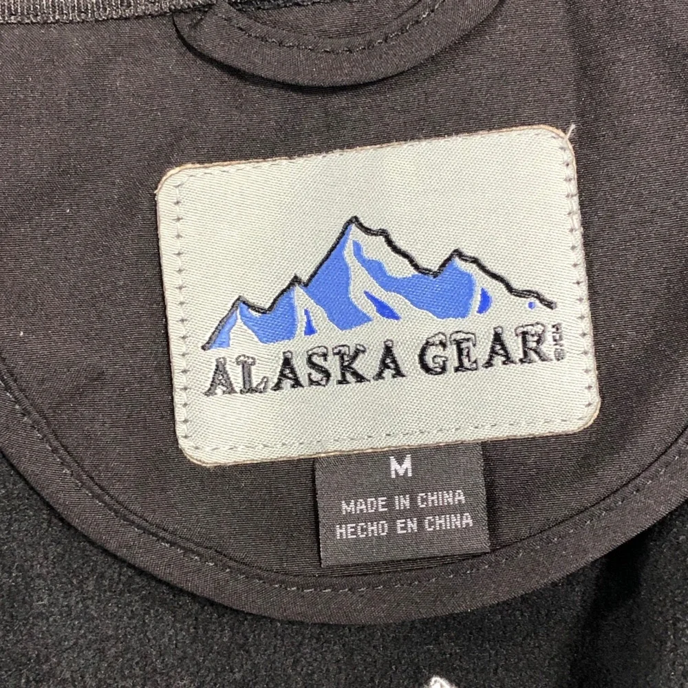 Alaska Gear Mens Softshell Jacket Black Full‎ Zip Mock Neck Outdoor Size M